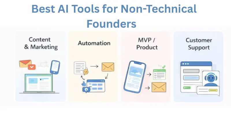 Best AI for Non-Technical Founders: Tools for marketing, automation, and support.