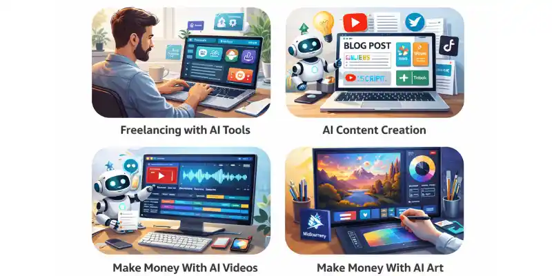ways to make money with ai using freelancing content video and design