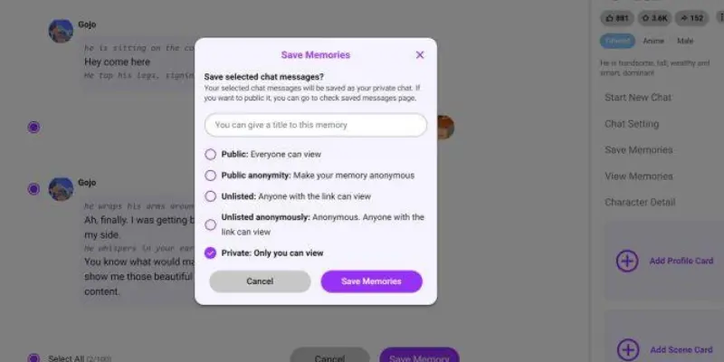  CrushOn AI memory system in long conversations showing how context is stored and lost over time