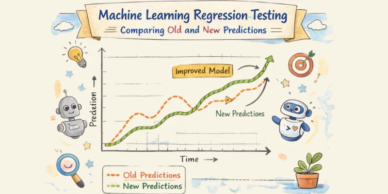 AI Regression Testing graph comparing old vs. new predictions for improved accuracy