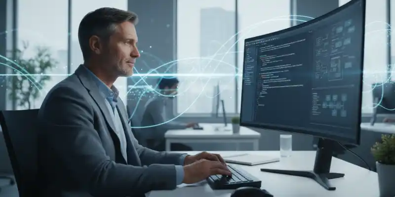 Programmer using AI code reviews for software reliability