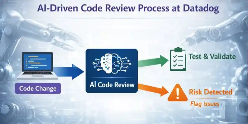 AI code review process at Datadog detecting risks.