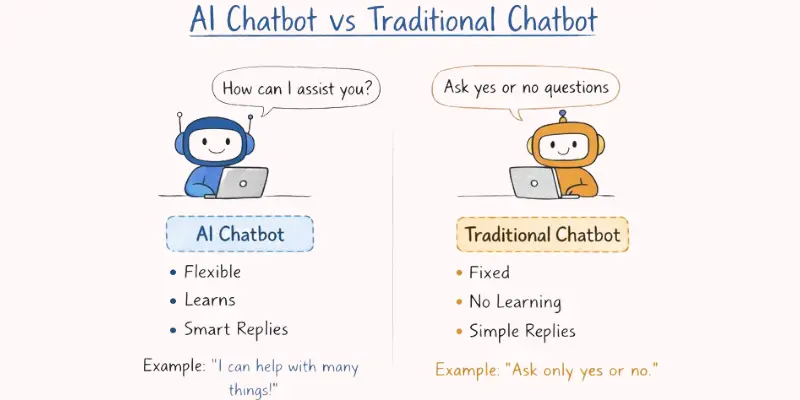  AI chatbot replying to a user's message, showing how it works.