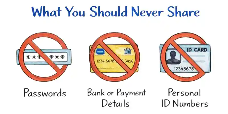 Warning icons for sharing passwords, bank details, and personal ID numbers, stressing the importance of Is ChatGPT Safe?