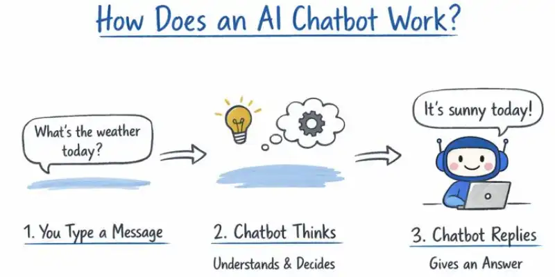  AI chatbot replying to a user's message, showing how it works.