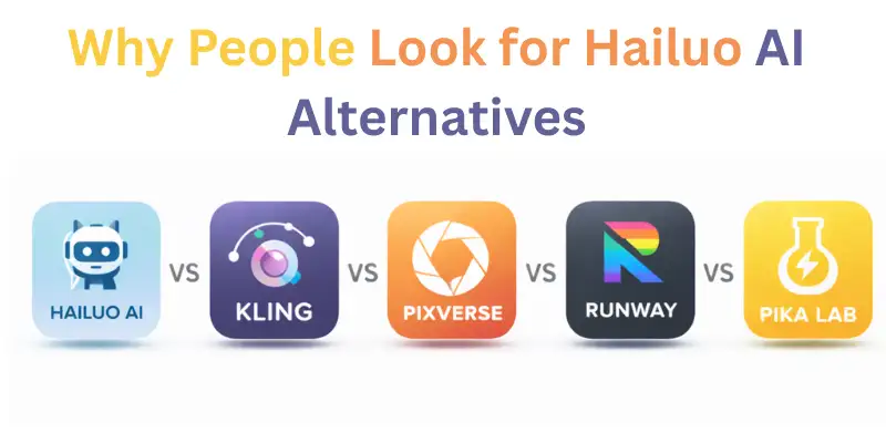 Comparison of multiple AI tools highlighting Hailuo AI alternatives