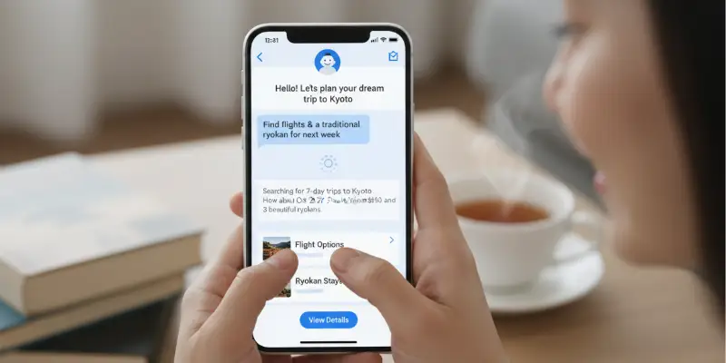 AI in travel: User interacting with an AI-powered travel agent app