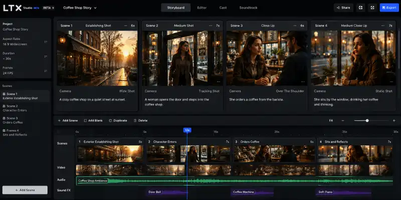 LTX Studio AI storyboard example