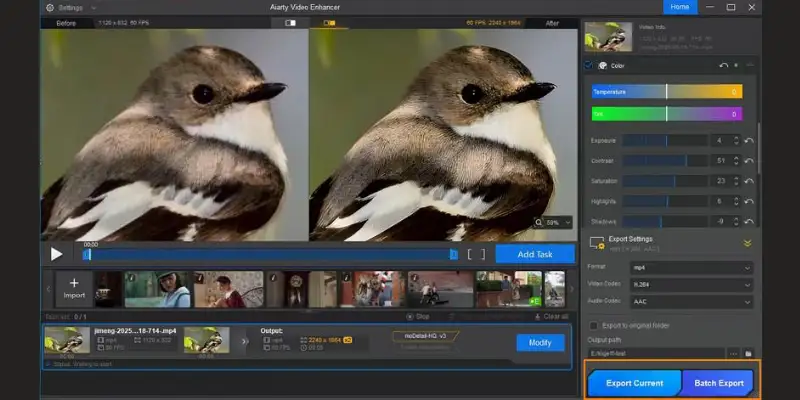 Aiarty Video Enhancer AI video upscaling dashboard 