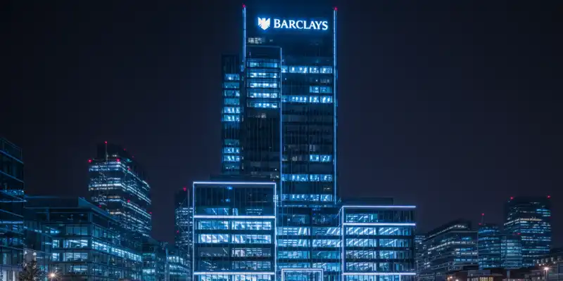  Barclays headquarters at night highlighting AI in banking and digital transformation.
