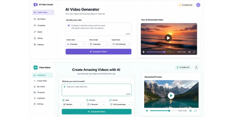 beginner AI video generator interface