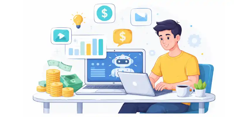 make money with ai concept using laptop