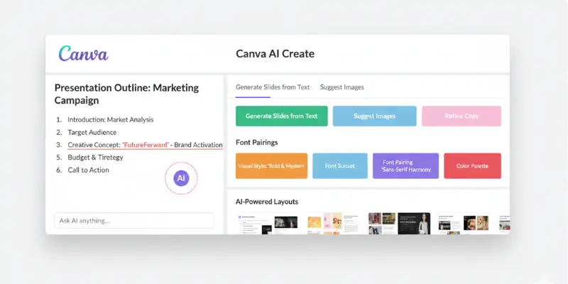 AI tools for students creating presentations, posters, and infographics easily using Canva templates
