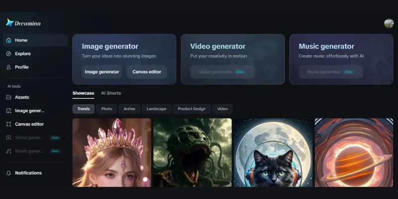 Dreamina AI video and avatar creation interface