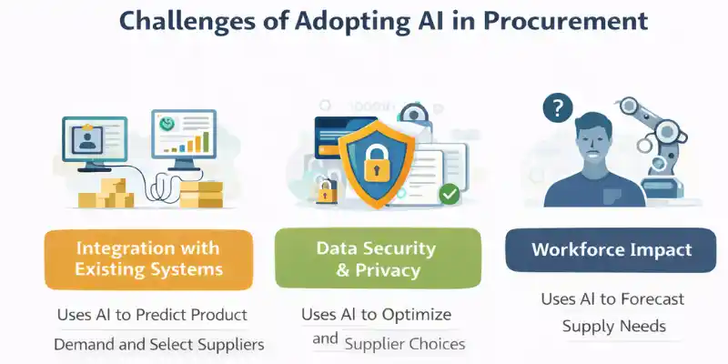 Challenges in adopting AI in procurement: system integration, data security, and workforce impact