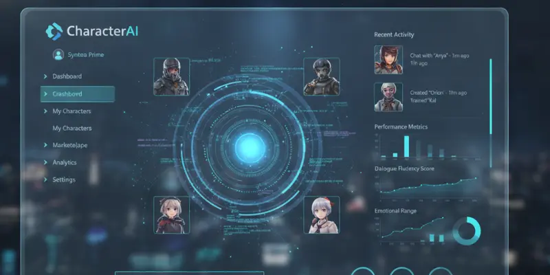 Character AI dashboard interface used for AI roleplay chats and custom character creation 