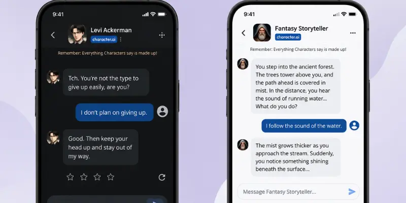  Character AI user experience on mobile app