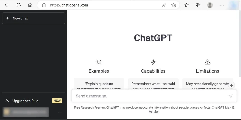 ChatGPT AI chat interface for general-purpose writing and assistance.