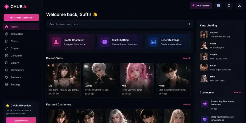 CHUB AI dashboard interface