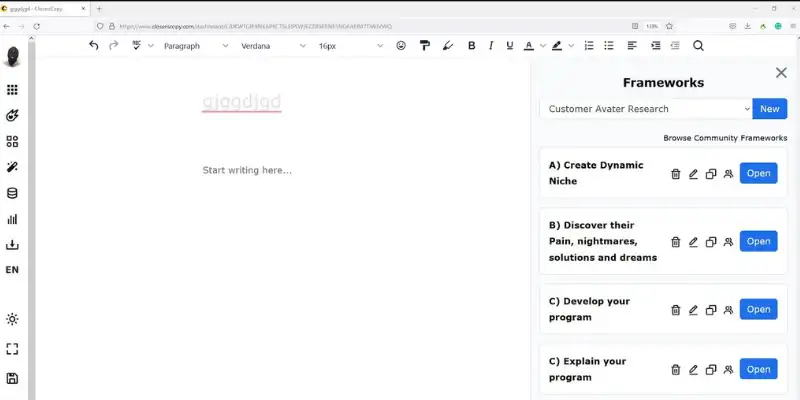ClosersCopy dashboard, an AI writing platform like Copy.ai alternatives
