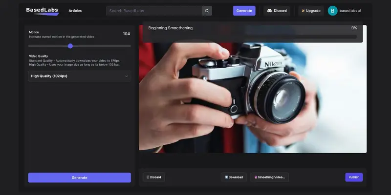 BasedLabs AI interface for simple video generation
