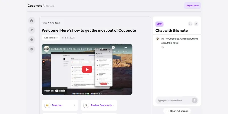 Coconote converting live lecture audio into notes, useful Turbolearn AI alternatives