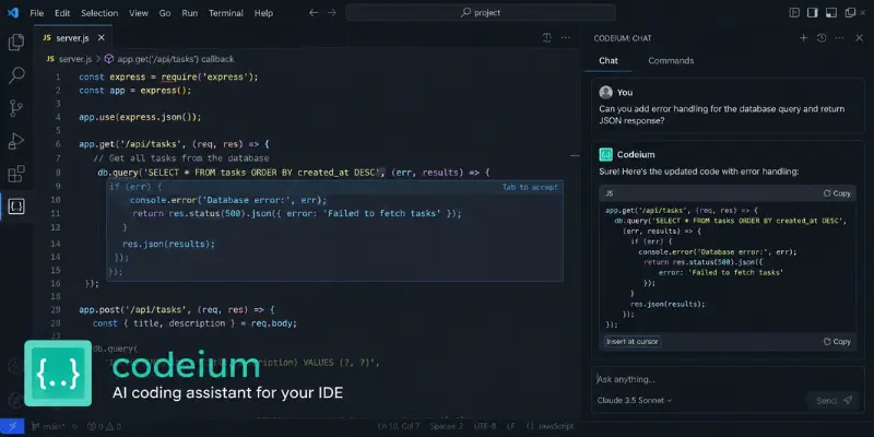 codeium ai coding assistant in vs code 