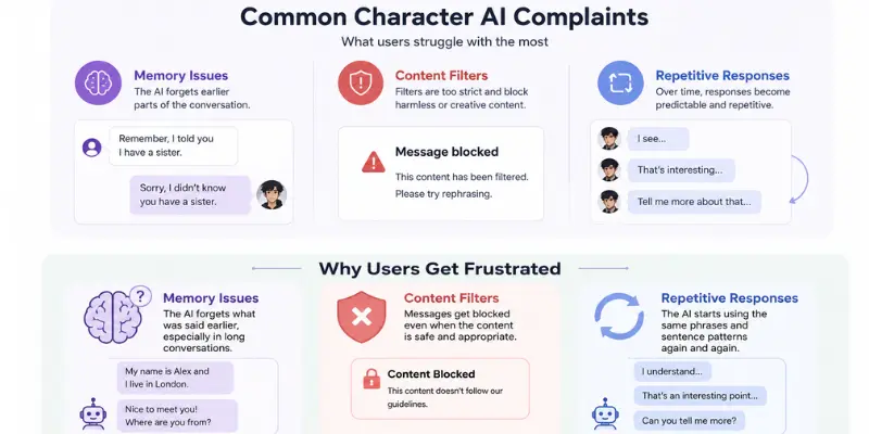 Character AI memory and content filter issues
