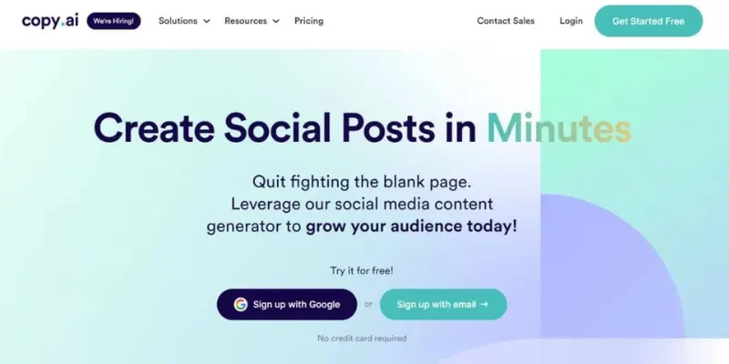 Copy.ai ai writing tools for website content and blogs
