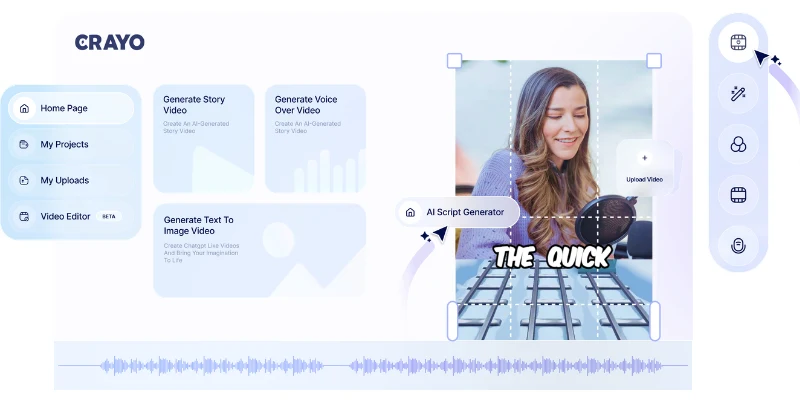 Crayo AI interface – short form kling ai alternatives