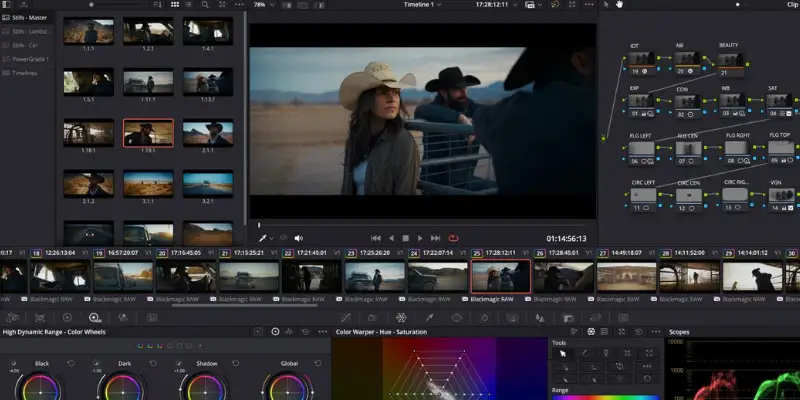 DaVinci Resolve professional video editing interface
