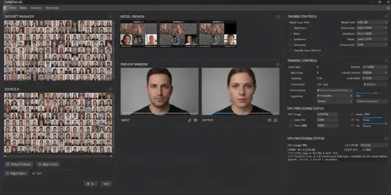DeepFaceLab training dashboard for professional deepfake projects
