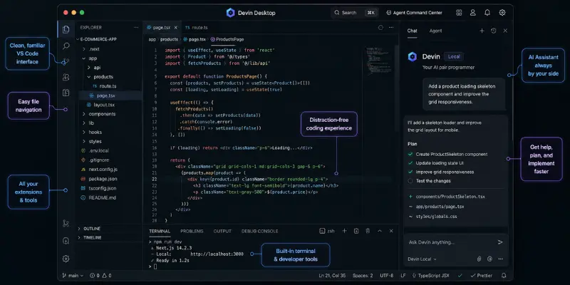 devin desktop interface
