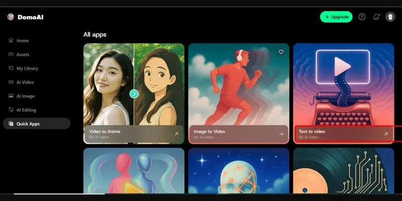 DomoAI dashboard for anime-style videos