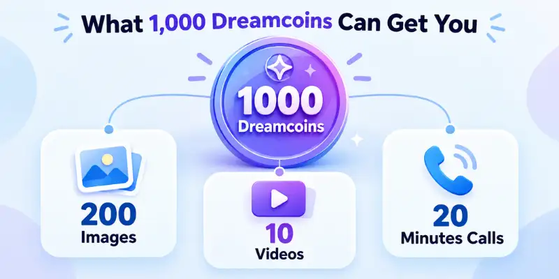 Ourdream AI Dreamcoins explained with images, videos and voice calls