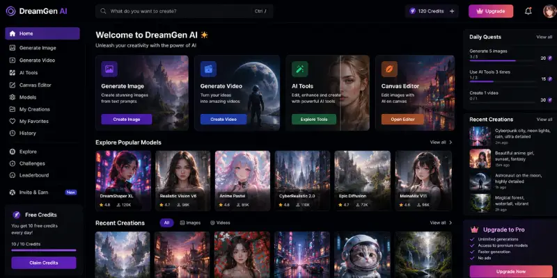 DreamGen Review dashboard