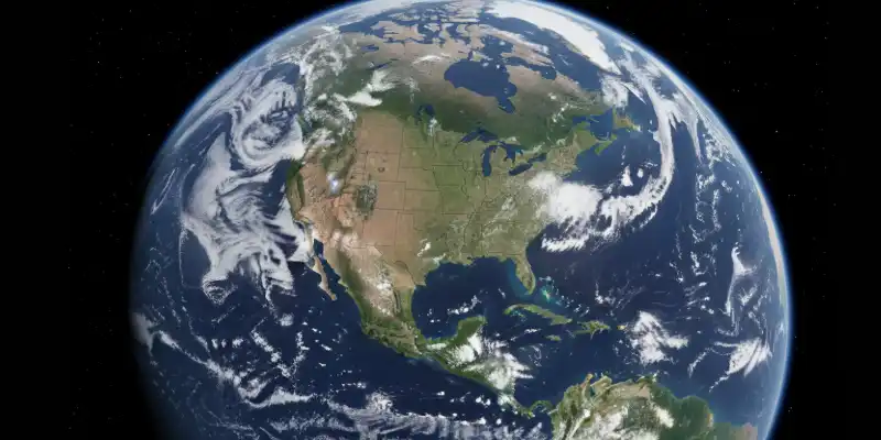 AI Travelers Insurance: Earth from space with North America.