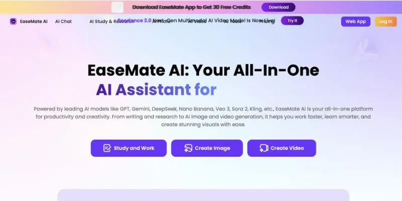 EaseMate AI dashboard for productivity and AI assistance
