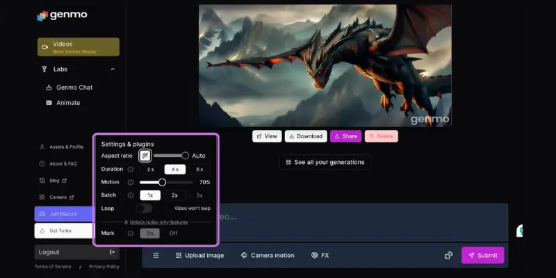 Genmo AI experimental interface as DomoAI alternative
