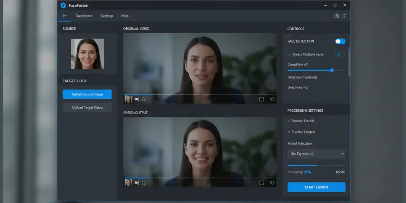 FaceFusion local face swap software dashboard