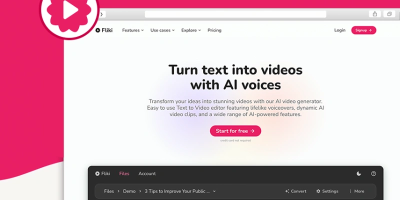 Fliki AI dashboard – kling ai alternatives with voice