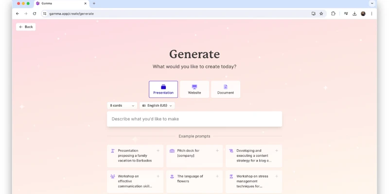  Gamma AI dashboard preview before comparing gamma ai alternatives