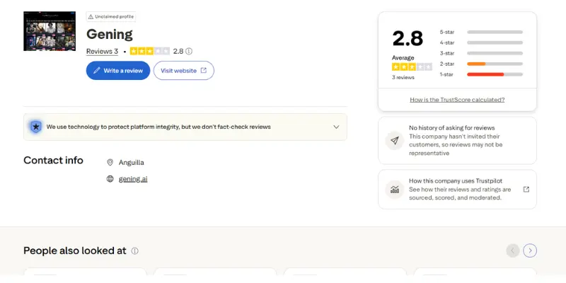 Gening AI user reviews and Trustpilot feedback summary