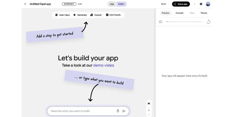 Google Opal app interface
