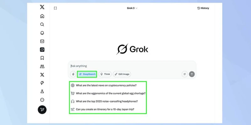 Grok AI assistant with real-time updates from X (Twitter).

