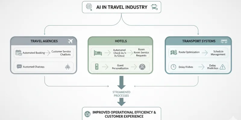 AI in travel: Flowchart showing how AI streamlines operations in travel