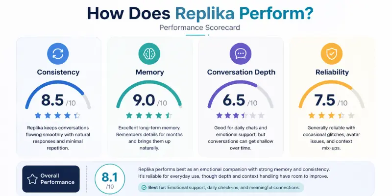 Replika AI performance scorecard