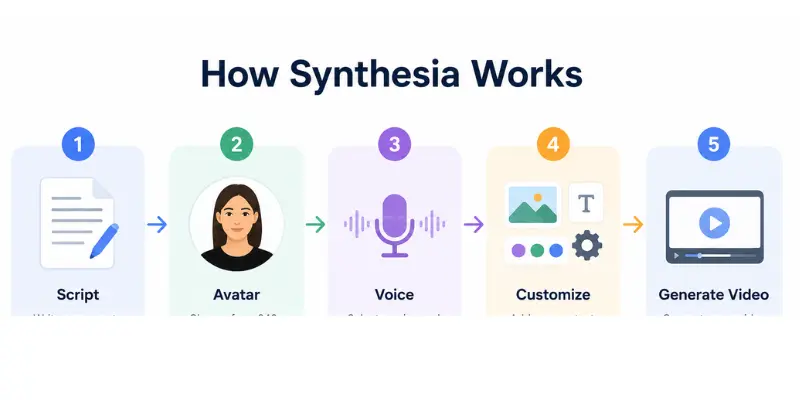 Synthesia AI workflow infographic