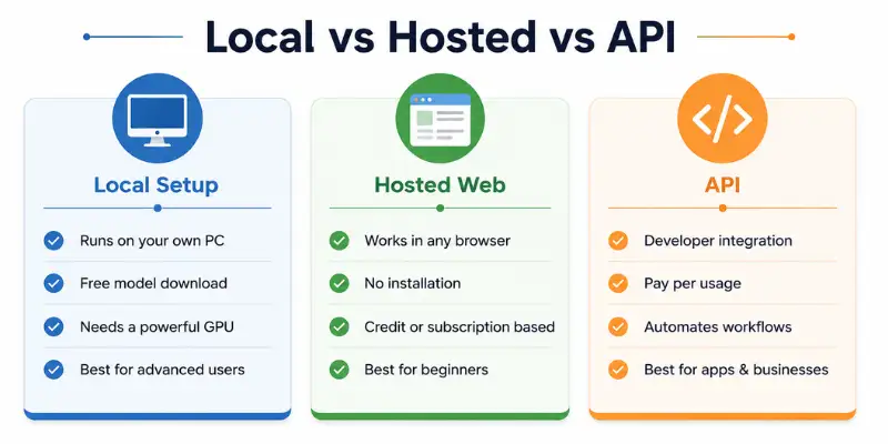 Wan AI local vs hosted vs API