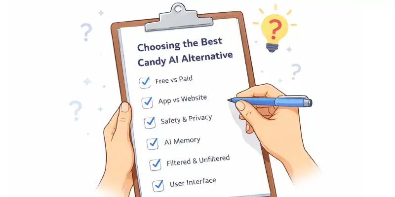  Checklist for choosing the best Candy AI alternatives, decision-making illustration